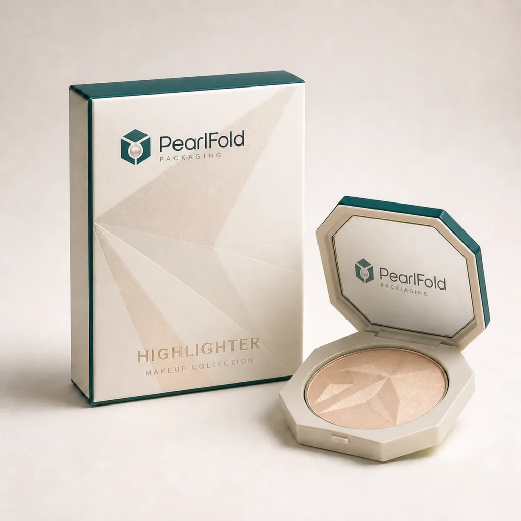 Custom highlighter box with matching product in a square studio photograph